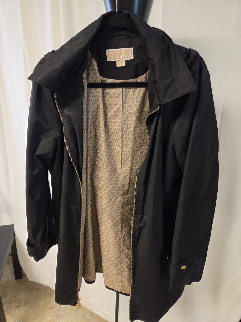 Michael Kors Black Trench Coat with Branded Lining